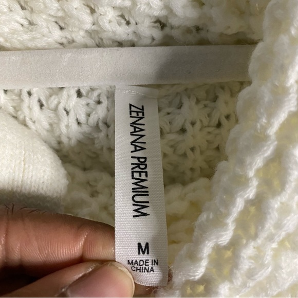 Zenana Premium Women's Ivory Button Accent Cowl Neck Sweater - Picture 5 of 8